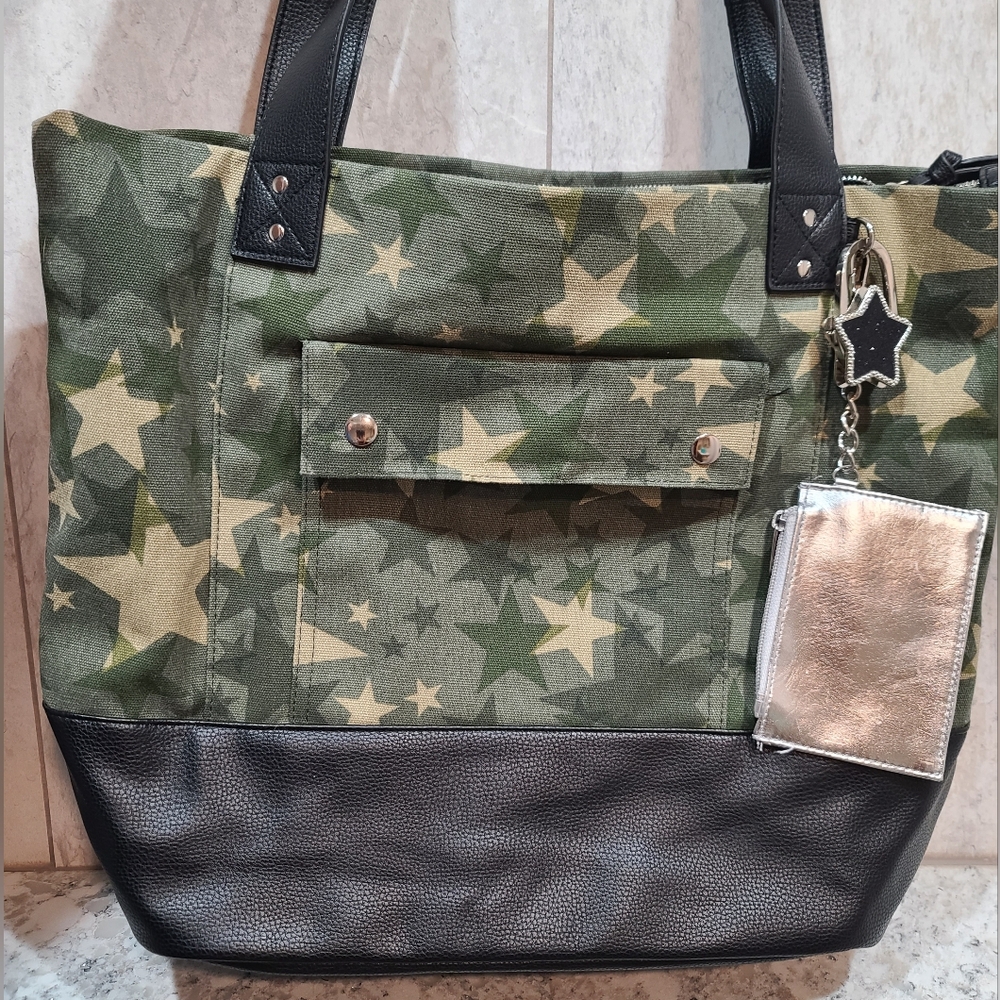 Candie's Canvas Star Tote (Bonus Coin Purse And Bag Hanger Included!)